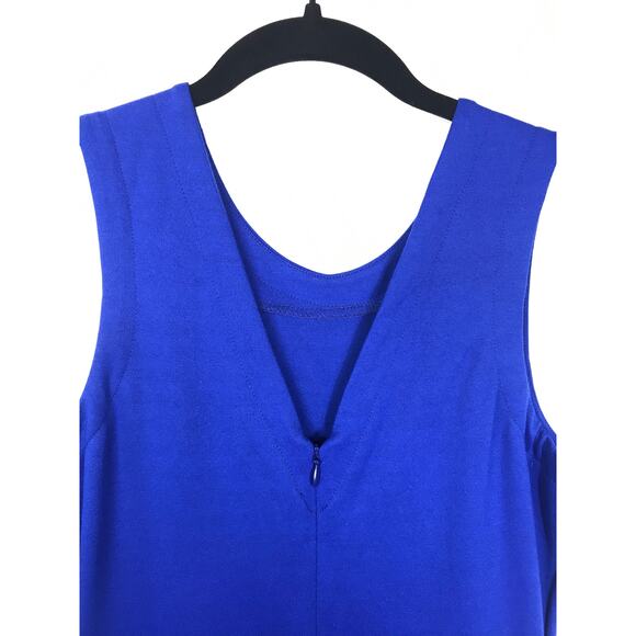 Amanda Uprichard Womens L Royal Blue Front Slit Knit Dress Stretchy Cocktail - Picture 6 of 7
